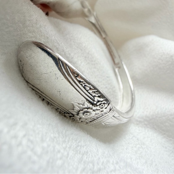 Sterling Silver Plate Sculptural Fork-Form First Love Coachella Cuff Bracelet - Picture 6 of 16